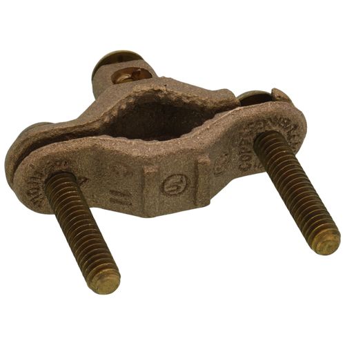Main product image of 1/2"-1" Bronze Bare Ground Clamp w/ Brass Screw, 10 Sol - 2 Str (Pack of 25)