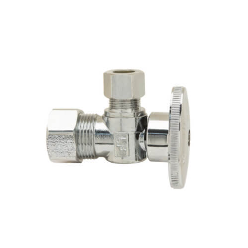 Main product image of 5/8" OD Comp x 3/8" O.D. Comp Angle Stop Valve, 1/4-Turn Operation w/o Freeze-Ups, Lead Free (Chrome Plated)