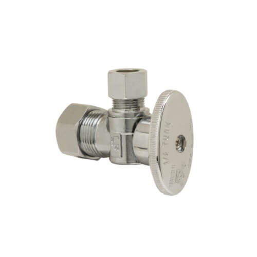 Main product image of 5/8" OD Comp x 3/8" O.D. Comp Angle Stop Valve, 1/4-Turn Operation w/o Freeze-Ups, Lead Free (Chrome Plated)