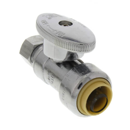 Main product image of 1/2" Nom Push Connect x 3/8" OD Comp. 1/4 Turn Straight Stop (Chrome Plated)