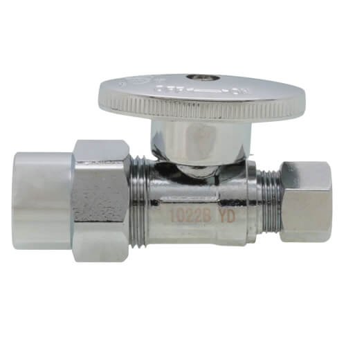 Main product image of 1/2" Nom CPVC x 3/8" OD Comp. 1/4 Turn Straight Stop, Lead Free (Chrome)