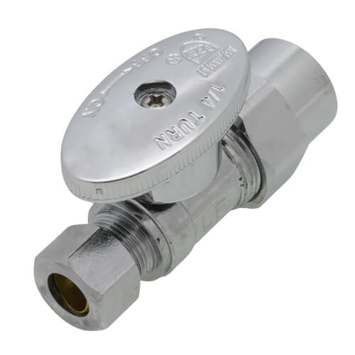 Main product image of 1/2" Nom CPVC x 3/8" OD Comp. 1/4 Turn Straight Stop, Lead Free (Chrome)