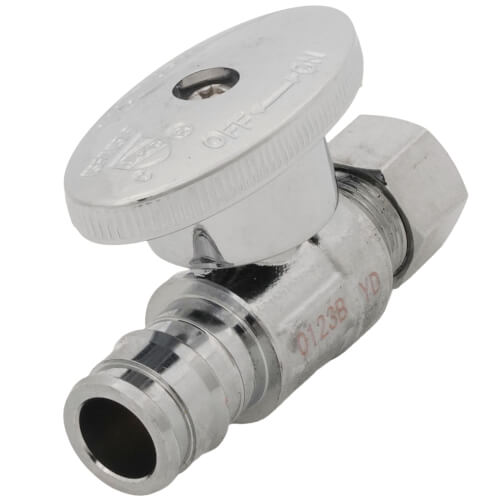 Main product image of 1/2" Expansion PEX x 3/8" OD Comp 1/4 Turn Straight Stop (Chrome Plated)