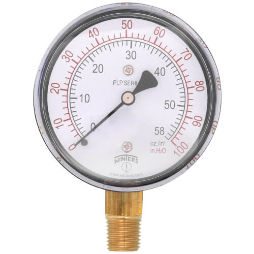 Main product image of 2-1/2" PLP Steel Low Pressure Gauge, 1/4" Bottom NPT w/ Brass Internals (0-100"WC)