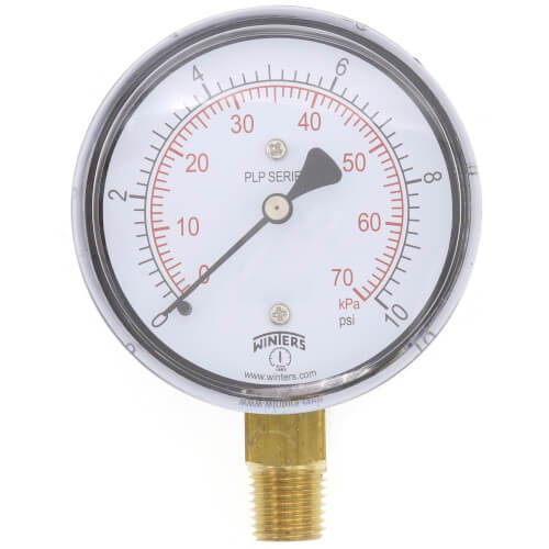 Main product image of 2-1/2" PLP Steel Low Pressure Gauge, 1/4" Bottom NPT w/ Brass Internals (0-10 PSI)