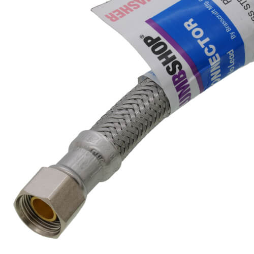 Main product image of 48" Braided Stainless Steel Dishwasher Connector w/ Garden Hose Elbow (3/8" x 3/8" Compression Thread)