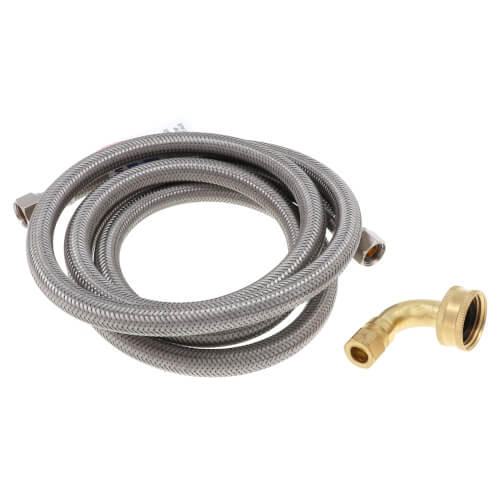 Main product image of 72" Braided Stainless Steel Dishwasher Connector w/ Garden Hose Elbow (3/8" x 3/8" Compression Thread)