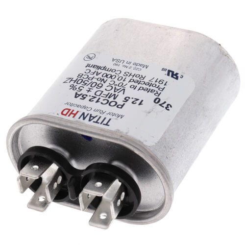 Main product image of 12.5 MFD Oval Motor Run Capacitor (370V)