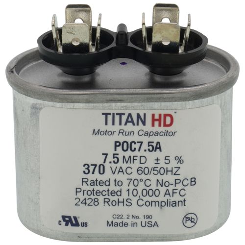 Main product image of 7.5 MFD Oval Motor Run Capacitor (370V)
