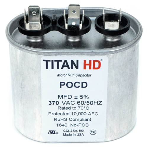 Main product image of 15/10 MFD Oval Dual Motor Run Capacitor (370V)