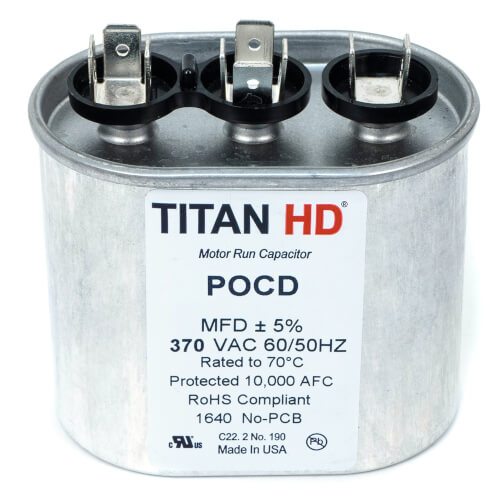 Main product image of 15/3 MFD Oval Dual Motor Run Capacitor (370V)