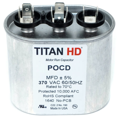 Main product image of 15/5 MFD Oval Dual Motor Run Capacitor (370V)