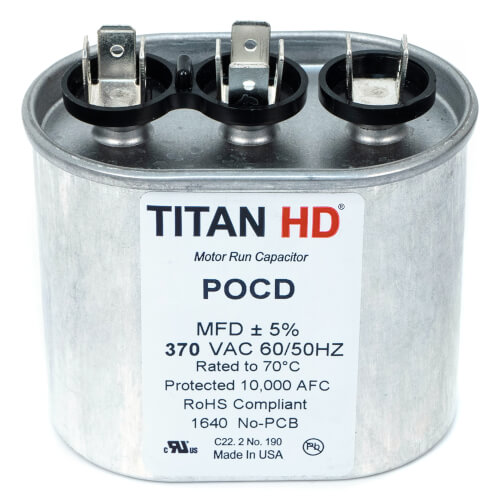 Main product image of 25/15 MFD Oval Dual Motor Run Capacitor (370V)
