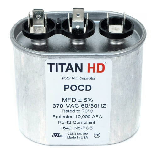 Main product image of 25/5 MFD Oval Dual Motor Run Capacitor (370V)