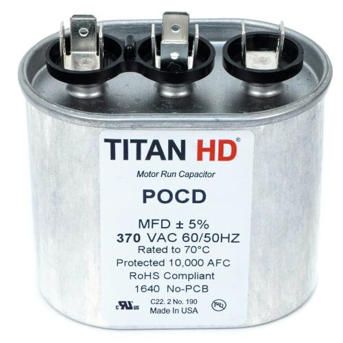 Main product image of 25/7.5 MFD Oval Dual Motor Run Capacitor (370V)