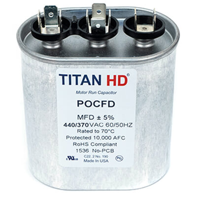 Main product image of 25/8 MFD Oval Dual Motor Run Capacitor (370V)