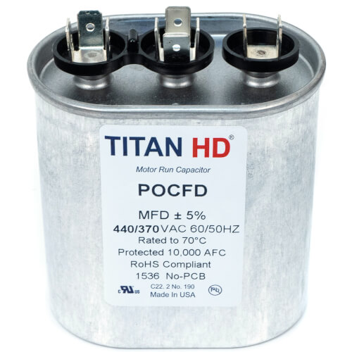 Main product image of 30/7.5 MFD Oval Dual Motor Run Capacitor (370V)