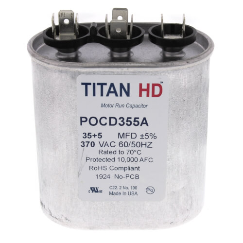 Main product image of 35/5 MFD Oval Dual Motor Run Capacitor (370V)