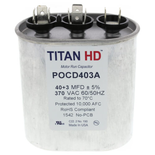 Main product image of 40/3 MFD Oval Dual Motor Run Capacitor (370V)