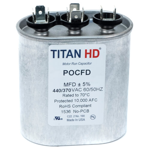 Main product image of 40/4 MFD Oval Dual Motor Run Capacitor (370V)