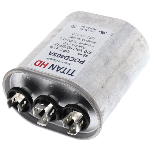 Main product image of 40/5 MFD Oval Dual Motor Run Capacitor (370V)