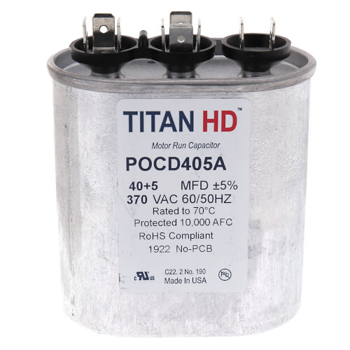 Main product image of 40/5 MFD Oval Dual Motor Run Capacitor (370V)