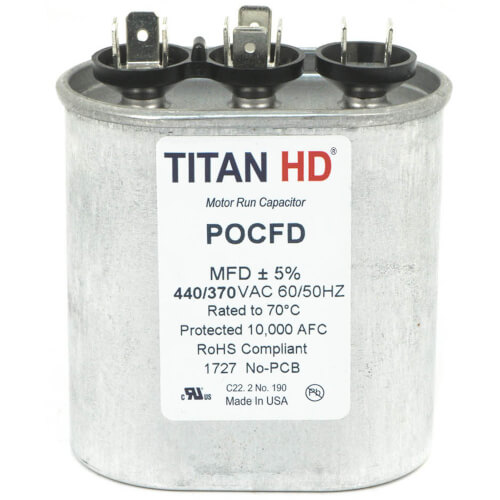 Main product image of 40/7.5 MFD Oval Dual Motor Run Capacitor (370V)