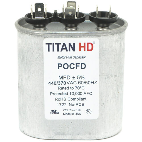 Main product image of 45/10 MFD Oval Dual Motor Run Capacitor (370V)
