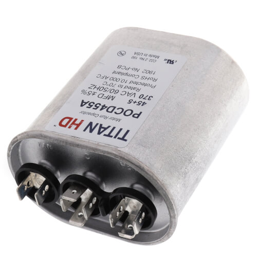 Main product image of 45/5 MFD Oval Dual Motor Run Capacitor (370V)