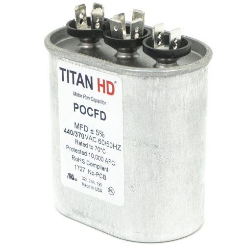 Main product image of 45/7.5 MFD Oval Dual Motor Run Capacitor (370V)
