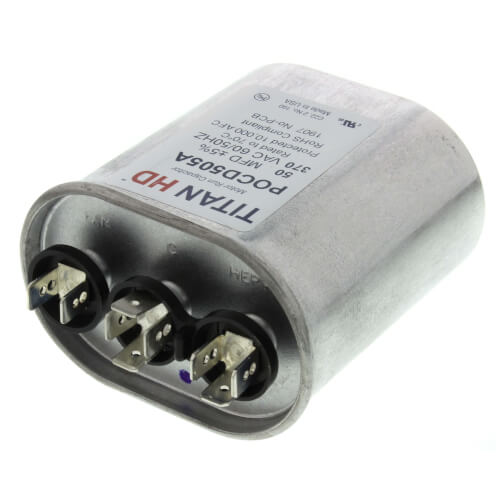 Main product image of 50/5 MFD Oval Dual Motor Run Capacitor (370V)