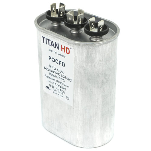 Main product image of 55/5 MFD Oval Dual Motor Run Capacitor (370V)