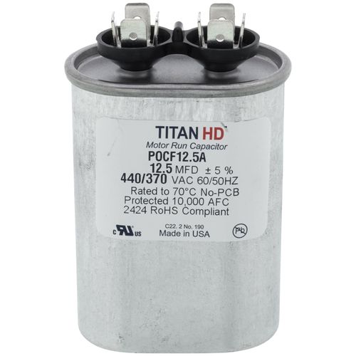 Main product image of 12.5 MFD Oval Motor Run Capacitor (440/370V)