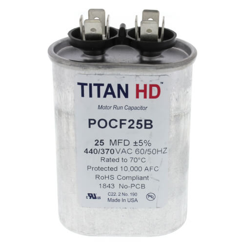 Main product image of 25 MFD Oval Motor Run Capacitor (440/370V)