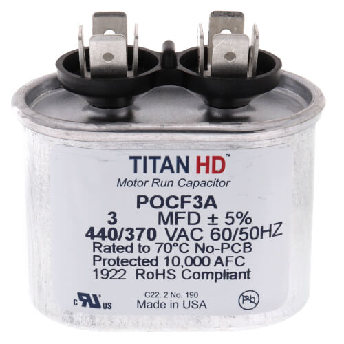 Main product image of 3 MFD Oval Motor Run Capacitor (440/370V)