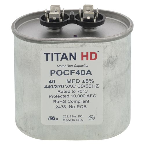 Main product image of 40 MFD Oval Motor Run Capacitor (440/370V)