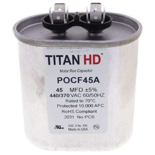 Main product image of 45 MFD Oval Motor Run Capacitor (440/370V)