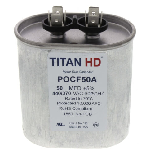Main product image of 50 MFD Oval Motor Run Capacitor (440/370V)