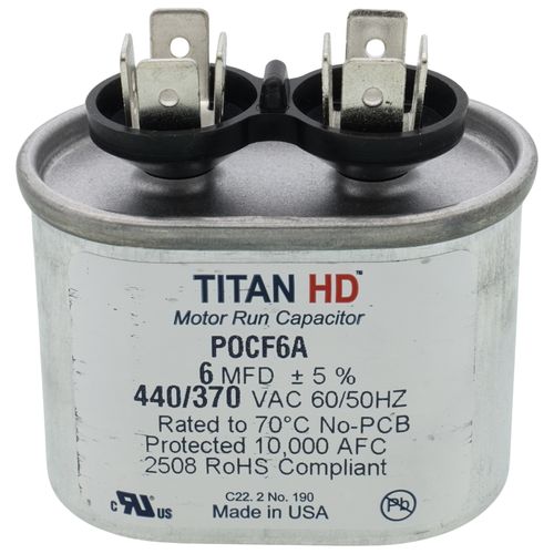 Main product image of 6 MFD Oval Motor Run Capacitor (440/370V)