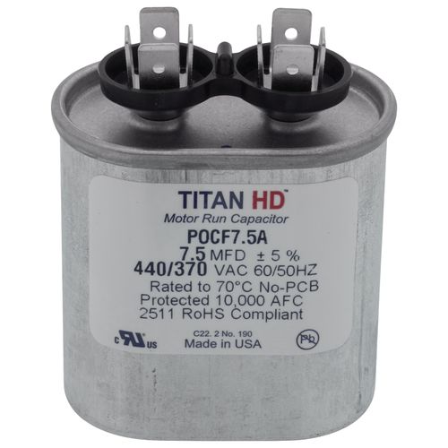 Main product image of 7.5 MFD Oval Motor Run Capacitor (440/370V)