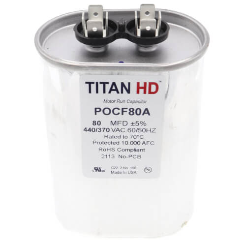 Main product image of 80 MFD Oval Motor Run Capacitor (440/370V)