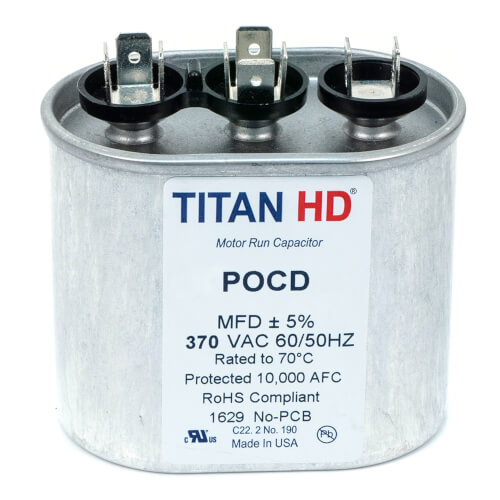 Main product image of 15/10 MFD Oval Dual Motor Run Capacitor (440/370V)