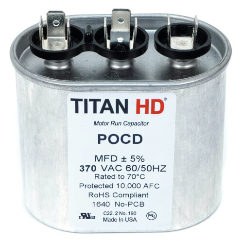 Main product image of 15/5 MFD Oval Dual Motor Run Capacitor (440/370V)