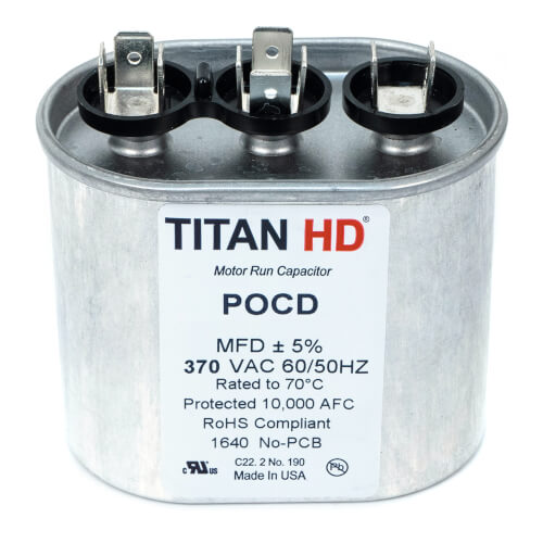 Main product image of 20/5 MFD Oval Dual Motor Run Capacitor (440/370V)