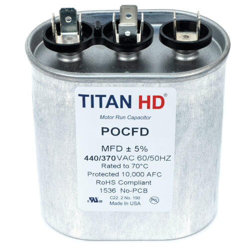 Main product image of 25/15 MFD Oval Dual Motor Run Capacitor (440/370V)