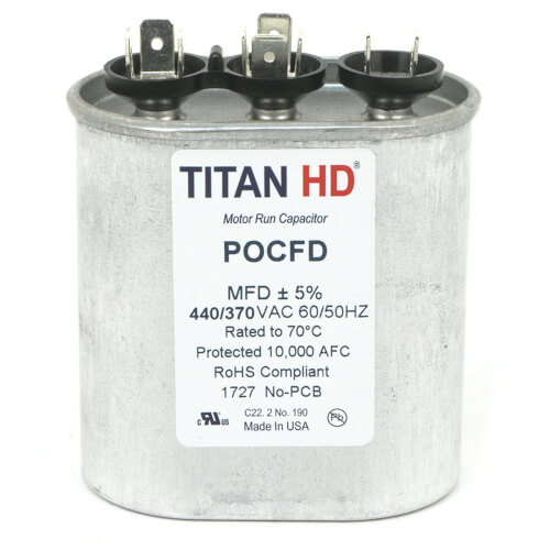 Main product image of 30/10 MFD Oval Dual Motor Run Capacitor (440/370V)