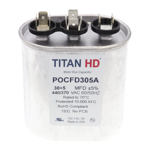 Main product image of 30/5 MFD Oval Dual Motor Run Capacitor (440/370V)