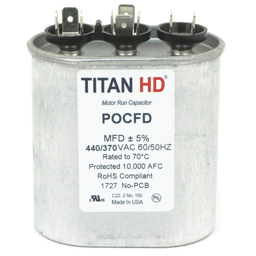 Main product image of 30/7.5 MFD Oval Dual Motor Run Capacitor (440/370V)