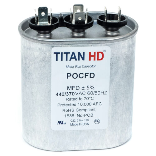 Main product image of 35/10 MFD Oval Dual Motor Run Capacitor (440/370V)