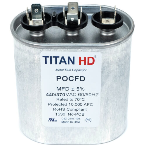 Main product image of 40/3 MFD Oval Dual Motor Run Capacitor (440/370V)